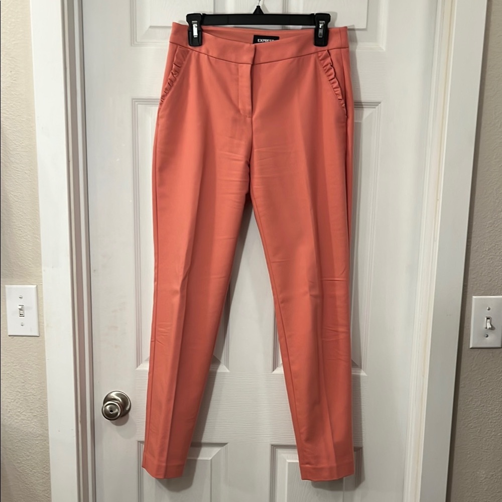 Express Peach Orange Cropped Ankle Pants Tailored Fit